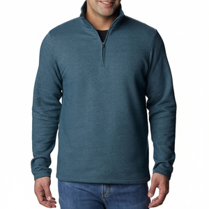 เสื้อสเวตเชิ้ตผู้ชายออกแบบโลโก้เองได้ คุณภาพสูง ทรงเข้ารูป ผ้าฝ้าย 100% คอตั้งแบบซิปครึ่งตัว สไตล์สตรีทแวร์ - Product Image 1