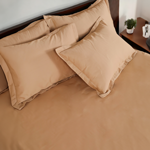 Ensemble de draps de lit beige de qualité supérieure avec housses d'oreiller, finition douce et élégante - Product Image 2