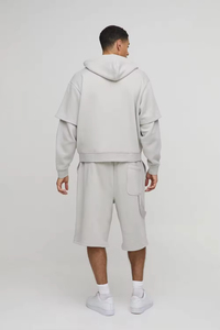 Conjuntos Deportivos Cortos para Hombre 2026, Conjuntos de Verano Personalizados Unisex de Algodón, Conjunto de Dos Piezas con Sudadera de Doble Capa y Pantalones Cortos - Product Image 5