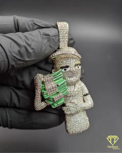 Colgante de Hombre Dinero de Dibujos Animados con Diamantes Cultivados en Laboratorio VVS, Plata de Ley 925, Joyería Hip Hop de Alta Calidad - Product Image 2