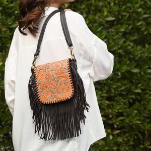 Sac à main pour femme en cuir véritable, tendance bohème, durable, fabriqué en usine OEM, sac bandoulière, poignée amovible, fermeture à glissière - Product Image 4