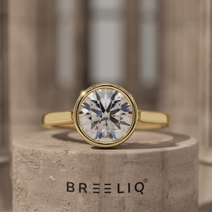 Bague de fiançailles en or massif 14 carats avec diamant rond serti clos 2 carats, bague de mariée minimaliste, bijoux en diamant de laboratoire sur mesure, fournisseur OEM ODM - Product Image 1