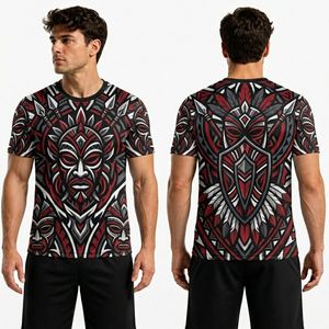 เสื้อยืดลายกราฟิก Navy Wolf สำหรับผู้ชาย ผ้าโพลีเอสเตอร์ พิมพ์ลายแบบ Sublimation ทั้งตัว ทนทาน แห้งเร็ว แขนสั้น ขายส่ง - Product Image 2
