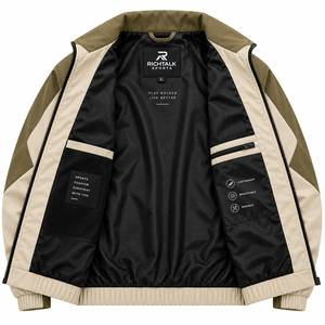 Windproof <b>Racer</b> <b>Jacket</b> Solid Color Stand Collar Embroidery Zipper Front Sporty Style Winter Wear - Product Image 4