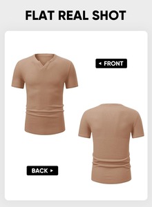 Camiseta de punto gofrado con logotipo personalizado, mezcla de algodón suave, ropa de moda de fábrica - Product Image 4