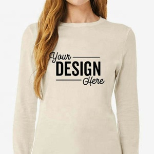 T-shirt décontracté à manches longues et col rond pour femme, imprimé lettres corail - Product Image 4