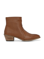 Bottines à fermeture éclair en cuir véritable marron style western pour femme, automne été, élégantes et durables