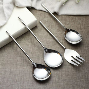 Ensemble de Cuillères à Salade Artisanales de Haute Qualité avec Poignée Design en Acier Inoxydable, Cuillère de Service Lavable au Lave-Vaisselle pour la Cuisine - Product Image 1