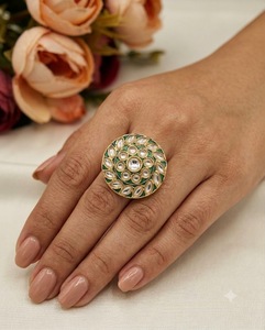 Leaf Motif Swirl Gold Plated <b>Adjustable</b> Finger <b>Ring</b> Artificial Imitation <b>Ring</b> Festive Ethnic Wear <b>Adjustable</b> <b>Size</b> Wholesale <b>Ring</b> - Product Image 2