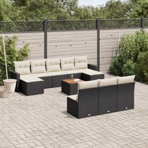 Juego de Muebles de Jardín Modulares Grandes de 11 Piezas, de Mimbre Sintético Negro, para Patio - Product Image 1