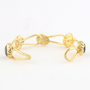 Luxury Natural Prehnite 18k Gold Plated Open Cuff <b>Bracelet</b> Geometric Style Designer Handmade Brass Jewelry <b>Adjustable</b> <b>Bracelet</b> - Product Image 6