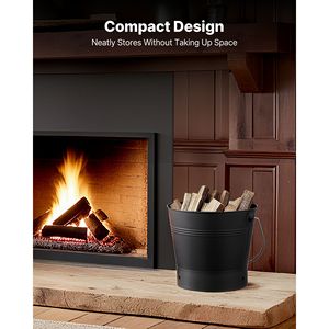 Set di 4 Secchielli per Cenere in Metallo con Coperchio, Paletta e Guanti, Capacità 2,6 Galloni per Caminetto - Product Image 6
