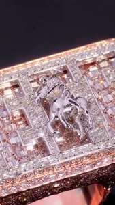 Anillo Iced Horse Hip Hop |   Diamante Moissanite D VVS | Plata de Ley 925 | Certificado por GRA | Anillo de boda unisex | Diseño Personalizado - Product Image 2