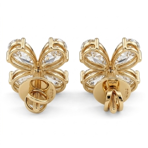 Pendientes de Diamantes Minimalistas de Oro Fino de 14K con Certificado IGI, Corte Pera Clásico, Joyería para Mujer, Boda - Product Image 3