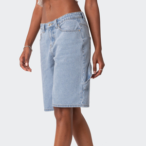 Shorts de Mezclilla de Cintura Alta con Cierre de Botones, Estilo Bermuda para Mujer, Ropa de Verano Informal, Suaves y de Alta Calidad - Product Image 5