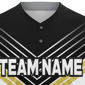 Maillot de baseball personnalisé pour hommes, noir, blanc et or, respirant, uniforme d'équipe de softball, chemise de sport athlétique - Product Image 5