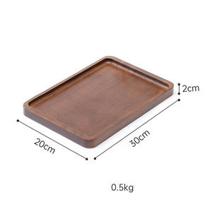 Plateau de service rectangulaire moderne en bambou carbonisé noir avec poignée métallique pour les fêtes - Product Image 4