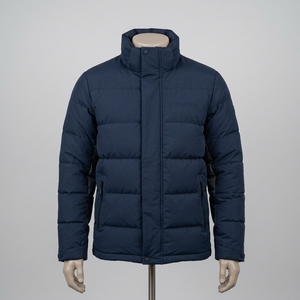 <b>Men</b> Padded Winter <b>Jacket</b> High Collar Quilted Color Block Outdoor Warm Zip Up Coat <b>Reflective</b> Sleeve Panel OEM ODM - Product Image 1