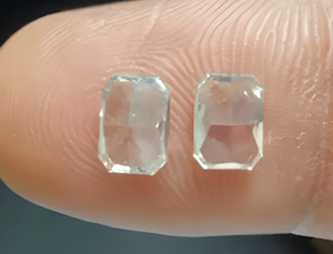 RCK Global Diamants naturels translucides non taillés de qualité supérieure 100% authentiques, paire assortie, taille émeraude, effet glacé, géométrique, rustique - Product Image 2