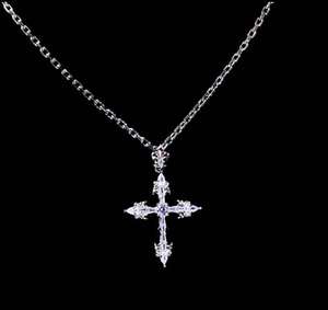 Pendentif Croix Gothique Sertie de Moissanite en Argent Sterling, Collier Fleur de Lys Style Hip Hop, Bijoux Luxira Plaqué Argent - Product Image 2