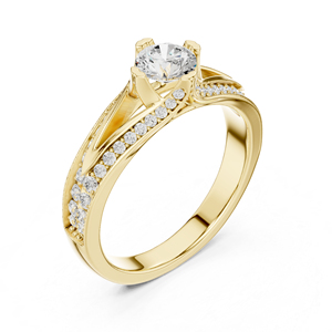 Bague de fiançailles en or rose 14 carats avec diamant rond de 1,06 carat cultivé en laboratoire pour femmes, certifiée IGI, plaquée or |   Nouveau diamant cultivé - Product Image 5