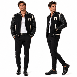 Veste unisexe streetwear chaude et durable, coupe-vent, avec broderie et patchwork de lettres, en polaire épaisse respirante, avec poignets en tricot côtelé - Product Image 6
