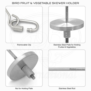 Soporte de Acero Inoxidable para Brochetas de Frutas y Verduras para Pájaros Pequeños, 5 Pulgadas, con Tuerca Ajustable, Plato Redondo para Sostener Frutas y Gancho de Mosquetón - Product Image 5