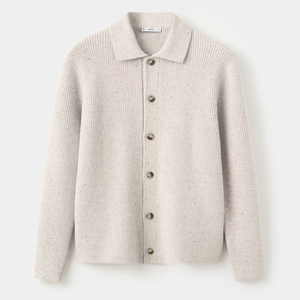 Cardigan en laine pour homme, manches longues, fermeture boutonnée, couleur unie, col rabattu, tricot anti-boulochage, épaisseur standard, idéal pour l'automne - Product Image 1