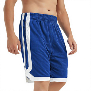 Pantalones Cortos de Baloncesto de Dos Tonos, Malla Azul Rey con Franjas Laterales Blancas, Ropa Deportiva para Hombre, Venta al por Mayor - Product Image 1