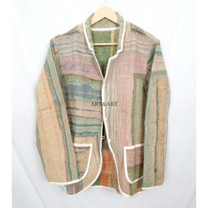 Indian Cotton Vintage Kantha <b>jacket</b> with <b>mandarin</b> <b>collar</b> and pockets button Autumn/Winter High Quality Quick Dry Plus <b>Jacket</b> - Product Image 5