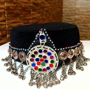 Sombrero Tradicional Afgano Kuchi Bordado con Cuentas de Terciopelo para Mujer, Gorro Afgano para Fiestas - Product Image 3