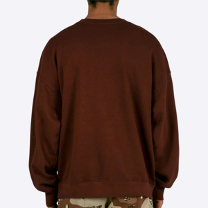 เสื้อสเวตเชิ้ตผู้ชายสีน้ำตาลทรงโอเวอร์ไซส์ แขนยาว สไตล์ลำลอง สตรีทแวร์ ผ้าฝ้ายทอ คอทรงโอ ปักโลโก้ได้  แบบเรียบง่าย สำหรับฤดูใบไม้ร่วง - Product Image 4