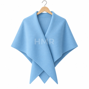 HMR Sorority Sisterhood Light Blue <b>Wool</b> Blend <b>Poncho</b> Shawl With Batwing Sleeve Elegant Winter Wear For Women - Product Image 5