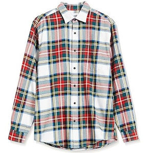 เสื้อเชิ้ตผู้ชายลายสก็อต แขนยาว ผ้าฝ้าย 100% คอปกพับได้ สวมใส่สบาย ระบายอากาศดี เหมาะสำหรับฤดูใบไม้ร่วง - Product Image 2