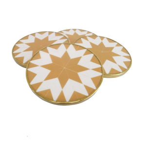 Four-leaf clover shaped brass <b>coaster</b> with cutout detailing, lucky <b>gold</b> tabletop accessory, available at wholesale prices. - Product Image 4