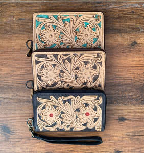 Porte-monnaie sculpté usiné à la main pochette coque de téléphone élégant multi-usages cuir occidental nouveauté portefeuille pour les femmes - Product Image 4