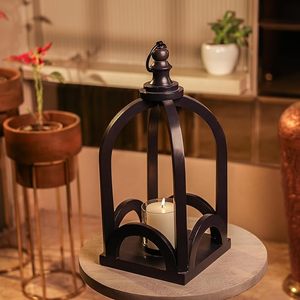 Farol de Madera Cuadrado para Colgar, con Parte Superior de Metal, Acabado Envejecido Hecho a Mano, Estilo Antiguo, Personalizado, para Decoración del Hogar o Bodas - Product Image 3