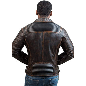 Nouvelle arrivée : veste de motard pour homme en cuir véritable noir et marron, couleurs personnalisées, export du Pakistan, prix avantageux, meilleur rapport qualité-prix - Product Image 2