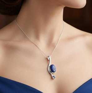 Bague de fiançailles et de mariage minimaliste en argent sterling 925 avec pierre précieuse ovale en lapis-lazuli naturel et quartz bleu pour femme, vente en gros - Product Image 4