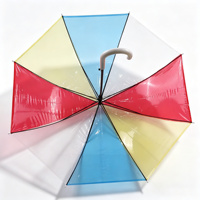 Parapluie transparent arc-en-ciel, ouverture manuelle, tissu POE, baleines en fer, transparent coloré, poignée à crochet blanche, léger