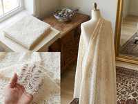 Tissu en nylon floral crème léger et respirant de qualité supérieure - Maille élégante à motif de roses pour vêtements de mariée et projets DIY