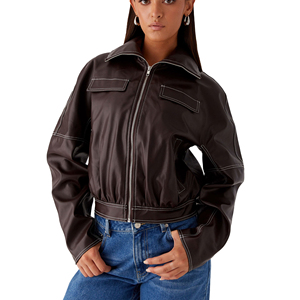 <b>Women</b> Genuine Leather <b>Jacket</b> Biker Style Ladies Classic <b>Zip</b>-<b>Up</b> Slim Fit Black Customized Logo Factory Rate Wholesale OEM - Product Image 1