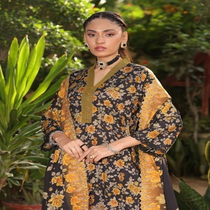 Hermoso traje de lino de 3 piezas de Salwar Kameez paquistaní, ropa de uso diario lista para mujeres, ropa de fiesta, diseños impresionantes Dr Haris Vol - Product Image 5