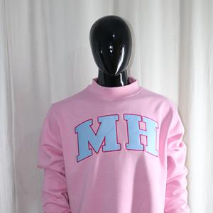 MH BABY PINK <b>Mock</b> <b>Neck</b> Sweatshirt 100% SKY BLUE Applique Embroidery wide <b>neck</b> Sweatshirt Finer Threads - Product Image 3