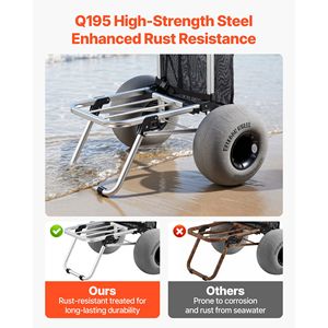 Carrello Pieghevole da Spiaggia con Ruote Gonfiabili da 12 Pollici, Capacità di Carico 75 kg, Piattaforma di Carico 50x38 cm, Carrello per Trasporto Pesante - Product Image 4
