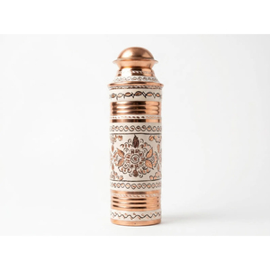 Botella de Cobre Puro Pintada a Mano con Acabado Pulido, Hecha a Mano en India, Beneficios para la Salud, Botella de Cobre para Beber Agua - Product Image 1