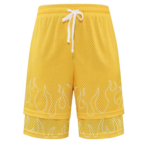 Shorts de sport pour hommes en polyester respirant double couche de haute qualité, personnalisables, shorts de basket-ball en mesh pour l'été, impression numérique - Product Image 6