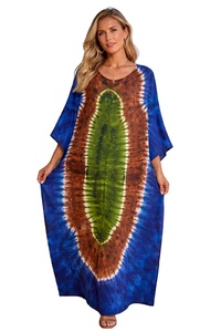 Vestido Kaftán de Playa para Mujer con Estampado Tie-Dye Personalizado, en Seda, Algodón, Rayón y Poliéster, Fabricante de Telas Personalizadas, Proveedor OEM - Product Image 2