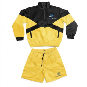 Ensemble de survêtement unisexe personnalisé avec short coupe-vent doublé en maille, léger, décontracté, deux pièces, à capuche, en nylon épais pour l'automne - Product Image 3