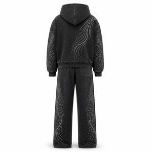 Conjunto Deportivo de Dos Piezas para Mujer, Sudadera con Capucha Color Borgoña Lavado, Detalles de Pedrería, Ropa Deportiva Casual, Estilo Urbano, Marca White Bird Express - Product Image 6